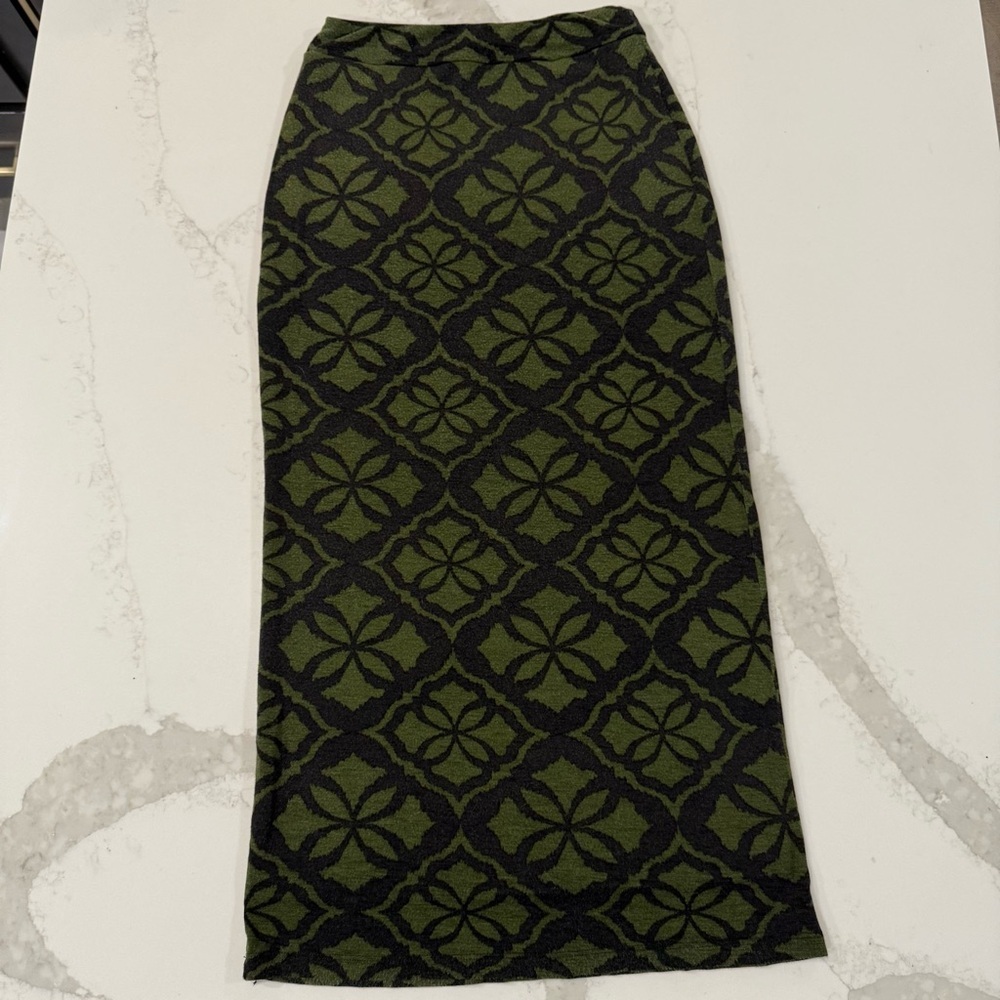 Anthropologie Olive Green and Black Maxi Skirt